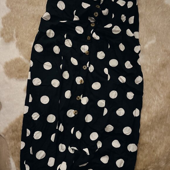 anthropologie maeve black and white polka dot button maxi skirt - Picture 2 of 3